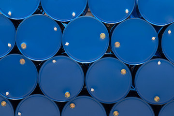 blue steel chemical tanks or oil tanks stacked in a row. backgro