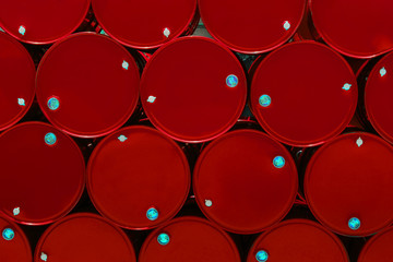 red steel chemical tanks or oil tanks stacked in a row. backgrou