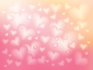 White heart on gradient pink and yellow blur background
