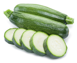 Zucchini on a white background.