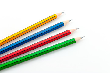Colorful Pencil  in fist   power of written word on white background