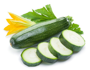 Zucchini on a white background.