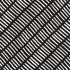 Vector Seamless Black and White Hand Drawn Lines Diagonal Pattern