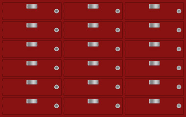 Deposit boxes. Red lockers