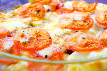 Mozzarella tomatoes baked