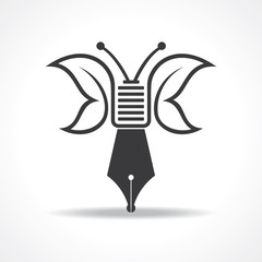 butterfly design with nib stock vector