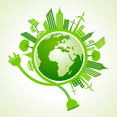 Eco city concept with recycle icon of leaf stock vector
