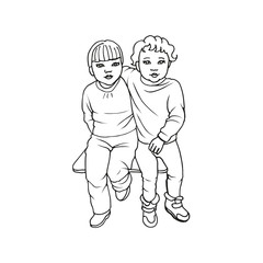 Fototapeta na wymiar Vector illustration of two cute little girls