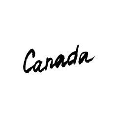 Fototapeta na wymiar Canada lettering logo with element isolated. Hand drawn vector.