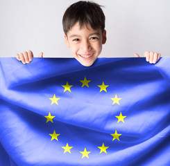 Littleboy taking european flag