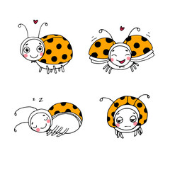 Naklejka premium Set of ladybugs.
