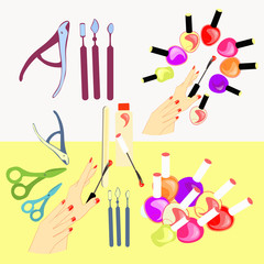 set of cosmetics for hands and nails of girls, women. 
