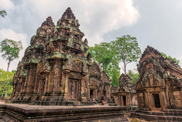 Banteay Srei Castle or Banteaysrei Khmer temple at Angkor in sie
