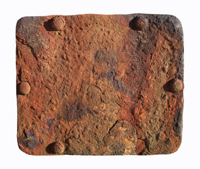 Rusty and blank isolated brown sign with white background