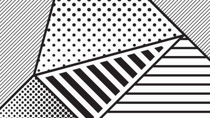 black and white pop art geometric pattern