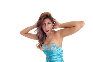 Obraz premium Screaming woman in dress.