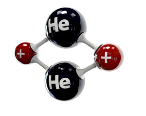 3D Illustrator molecule of Helium on a white background