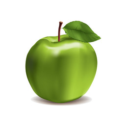 Green apple. Isolated on white background. Vector illustration.