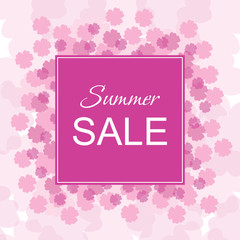 Sale banner with flowers and  frame. Summer Sale.