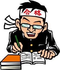 試験勉強する男性