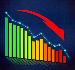 Business graph and upward directed arrows