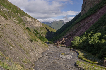 Terek river in Thurso mountain valley. Mtskheta-Mtianeti Region, Georgia