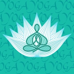 picture man in yoga pose on a lotus flower vector design