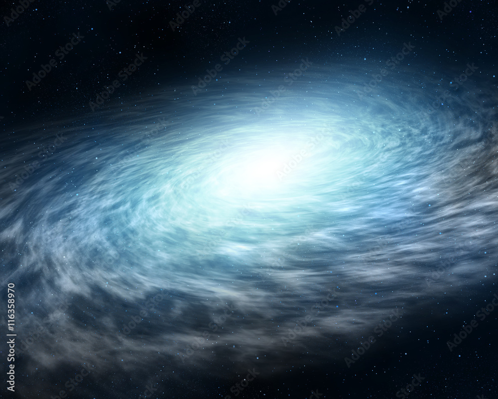 Wall mural bright spiral galaxy in the outer space