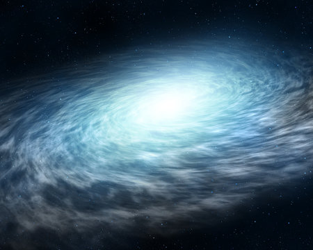 bright spiral galaxy in the outer space