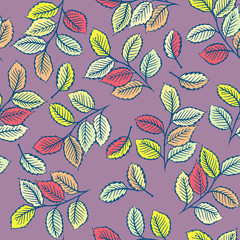 Seamless pattern with cute leaves