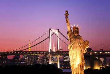 Tokyo skyline with Statue of Liberty