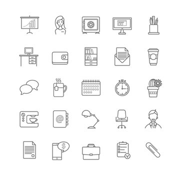 office workspace vector icons