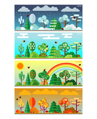 Obraz premium 4 seasons park flat style set illustration. Vector