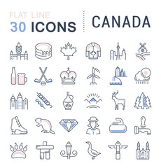 Set Vector Flat Line Icons Canada