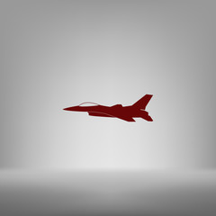 Fototapeta na wymiar Jet fighter icon. Vector airplane silhouette isolated on white background.