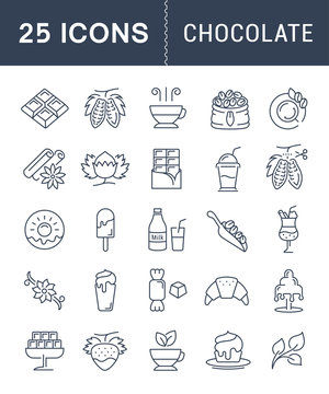Set Vector Flat Line Icons Chocolate