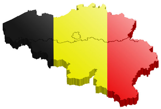 Belgien Flagge Landkarte 3D Vektor