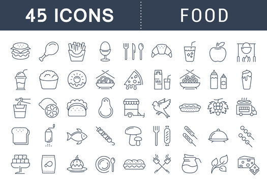 Set Line Icons Food