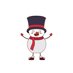 snowman with hat and scarf isolated icon design, vector illustration graphic