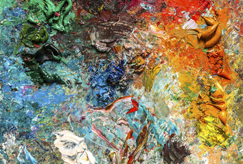 artist's palette with oil paints
