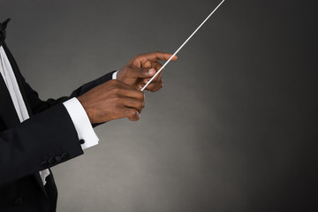 Music Conductor Hands Holding Baton