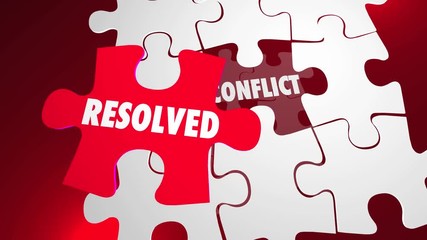 Conflict Resolved Fight Resolution Puzzle Piece 3d Animation