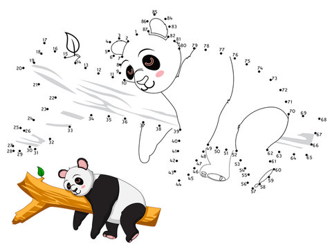 Panda Connect The Dots And Color Set 1