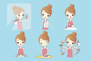  young woman is doing housework