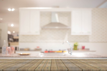 Blur image of modern Kitchen Room interior. Kitchen Room.
