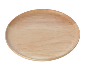 wooden plate isolated on white background