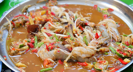 Som Tum with pickled fish and shrimp