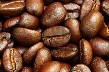 Macro image of roasted coffee beans