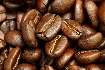 Macro image of roasted coffee beans