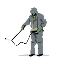 Vector Bio hazard protection Cartoon Illustration.